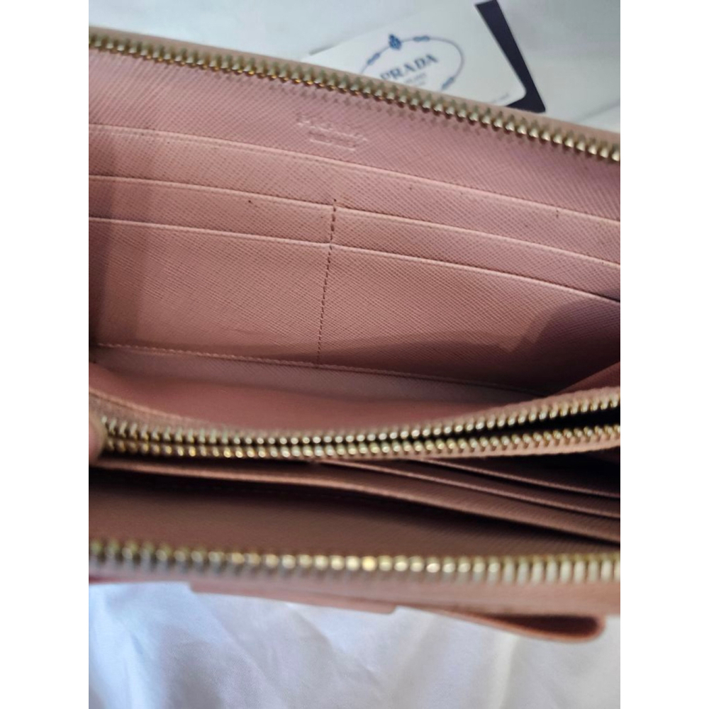 Prada Pink Saffiano Bow Zip Around Wallet COA - Picture 6 of 9